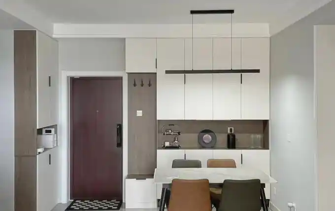 进门换鞋区效果图_玄关鞋柜设计_独立玄关鞋柜布置