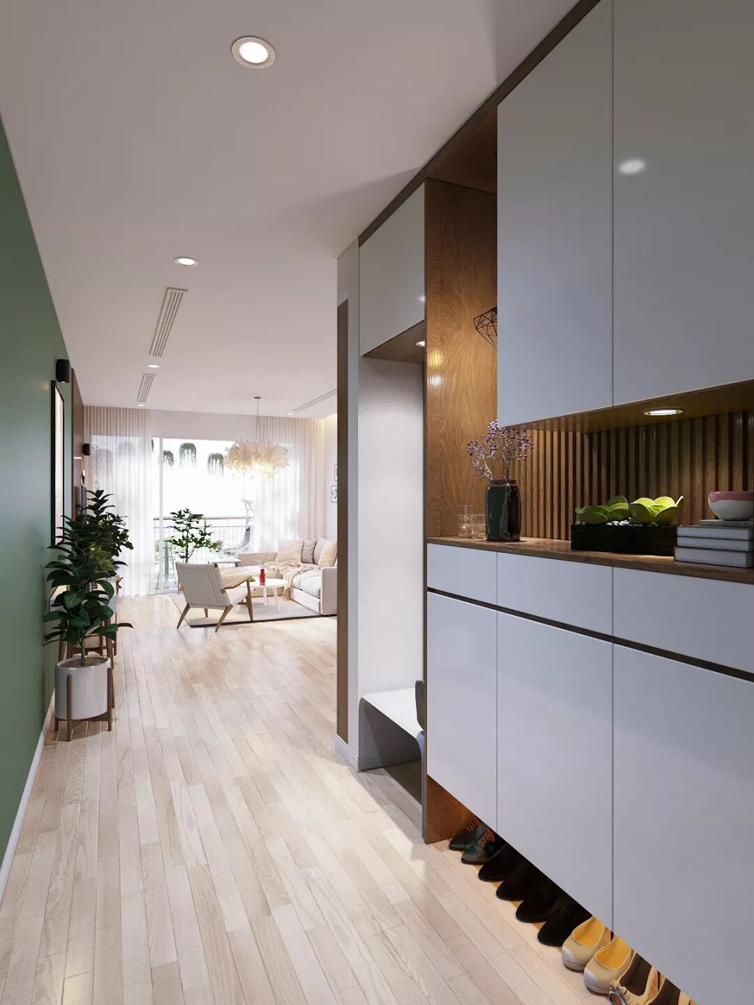 门厅设计_鞋柜悬空10-15cm_进门换鞋区效果图