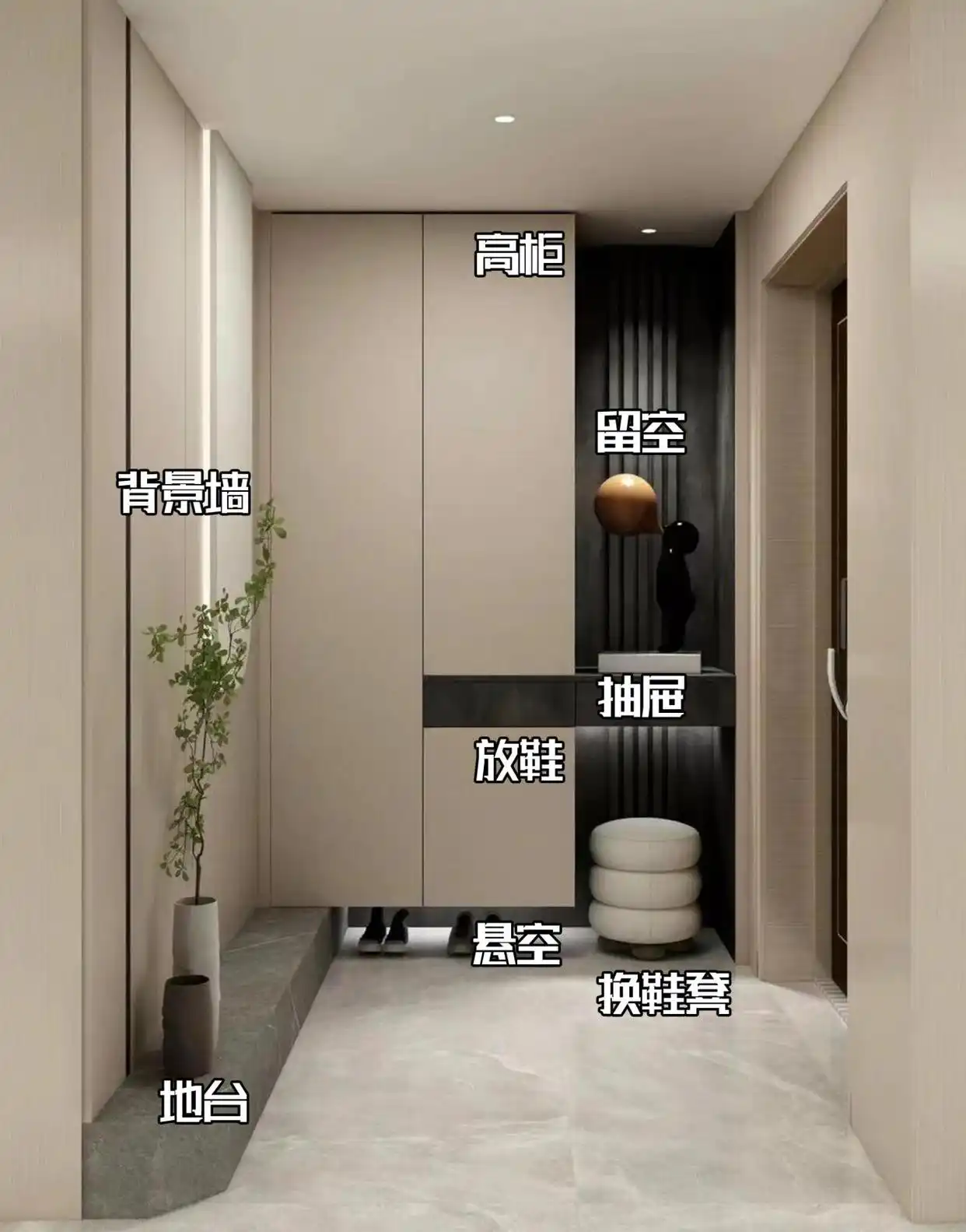 进门换鞋区效果图_玄关设计鞋柜收纳_独立玄关鞋柜布局