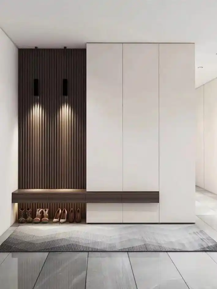 独立玄关鞋柜布局_进门换鞋区效果图_玄关设计鞋柜收纳