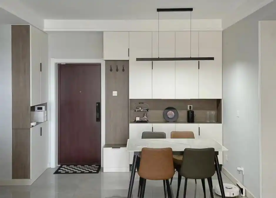 玄关设计鞋柜收纳_进门换鞋区效果图_独立玄关鞋柜布局