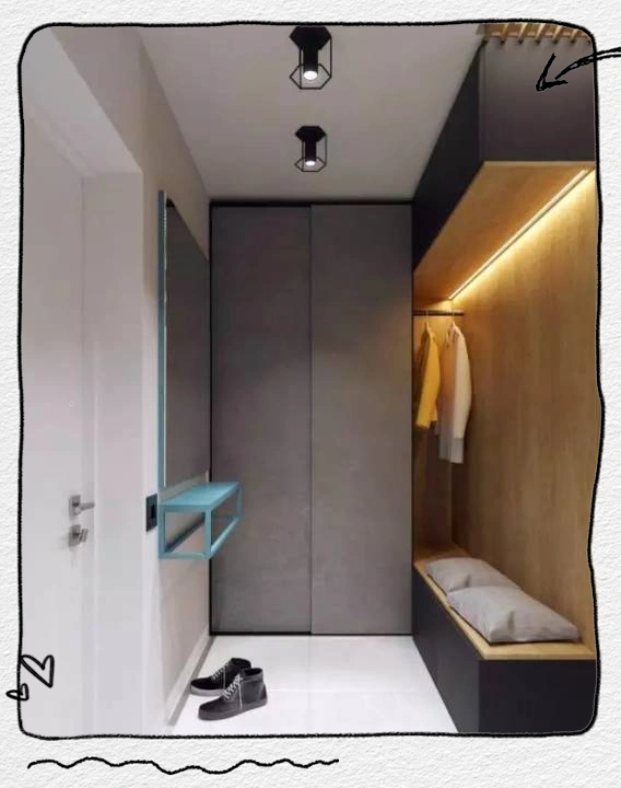 进门换鞋区效果图_换鞋收纳柜设计_门厅换鞋凳设计