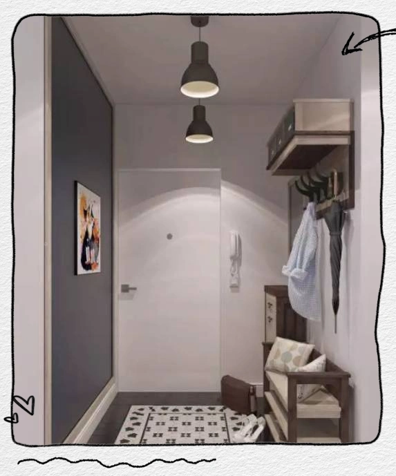 进门换鞋区效果图_门厅换鞋凳设计_换鞋收纳柜设计