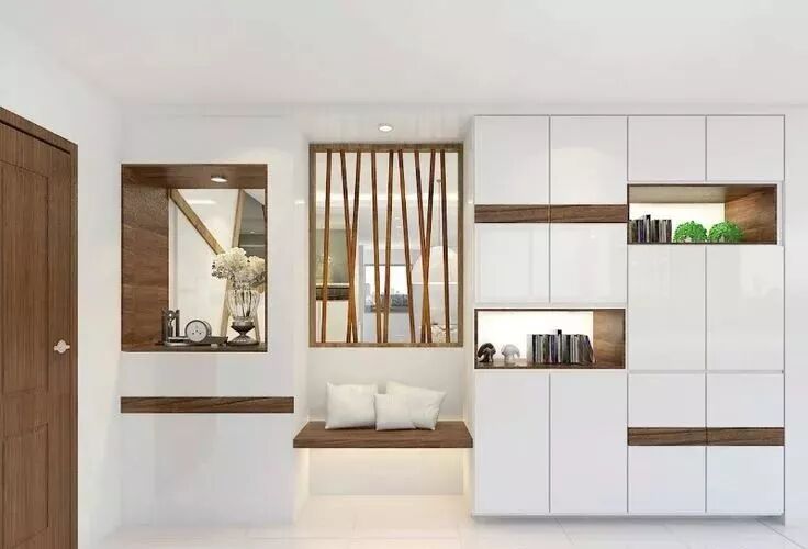 门厅设计_嵌入式壁柜门厅收纳_进门换鞋区效果图