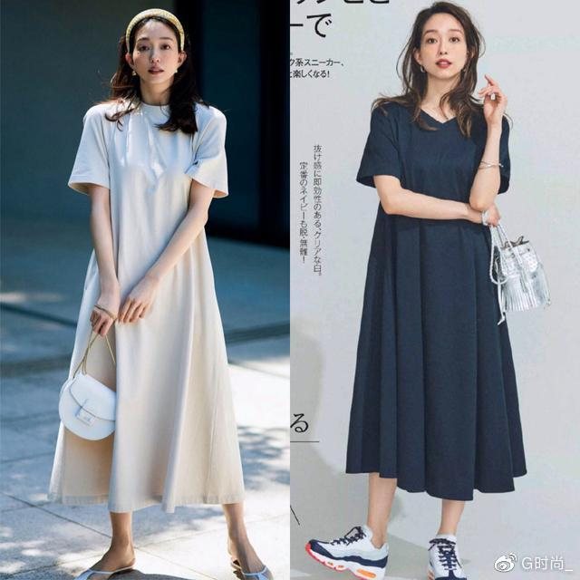 T恤连衣裙搭配长袖上衣_T恤连衣裙搭配运动鞋_女生穿大t恤是不是风