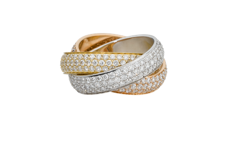 卡地亚Trinity de Cartier系列戒指 钻石_cartier 戒指报价_卡地亚Trinity de Cartier系列戒指 18K白金 18K黄金 18K玫瑰金