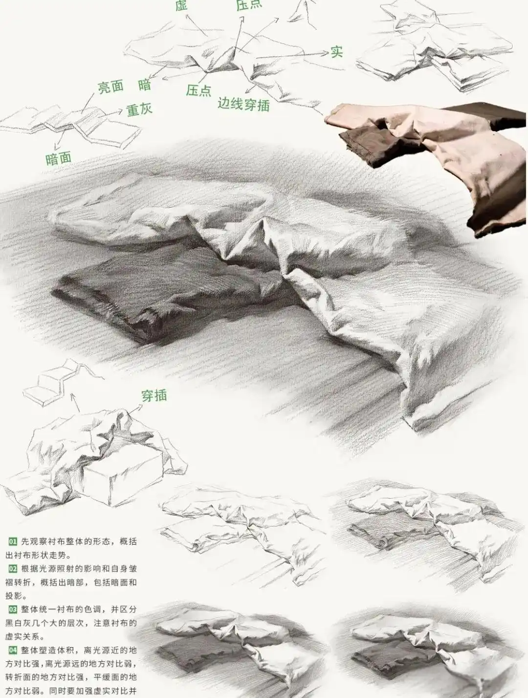 衬布画法_衬布褶皱技巧_素描衬布图片