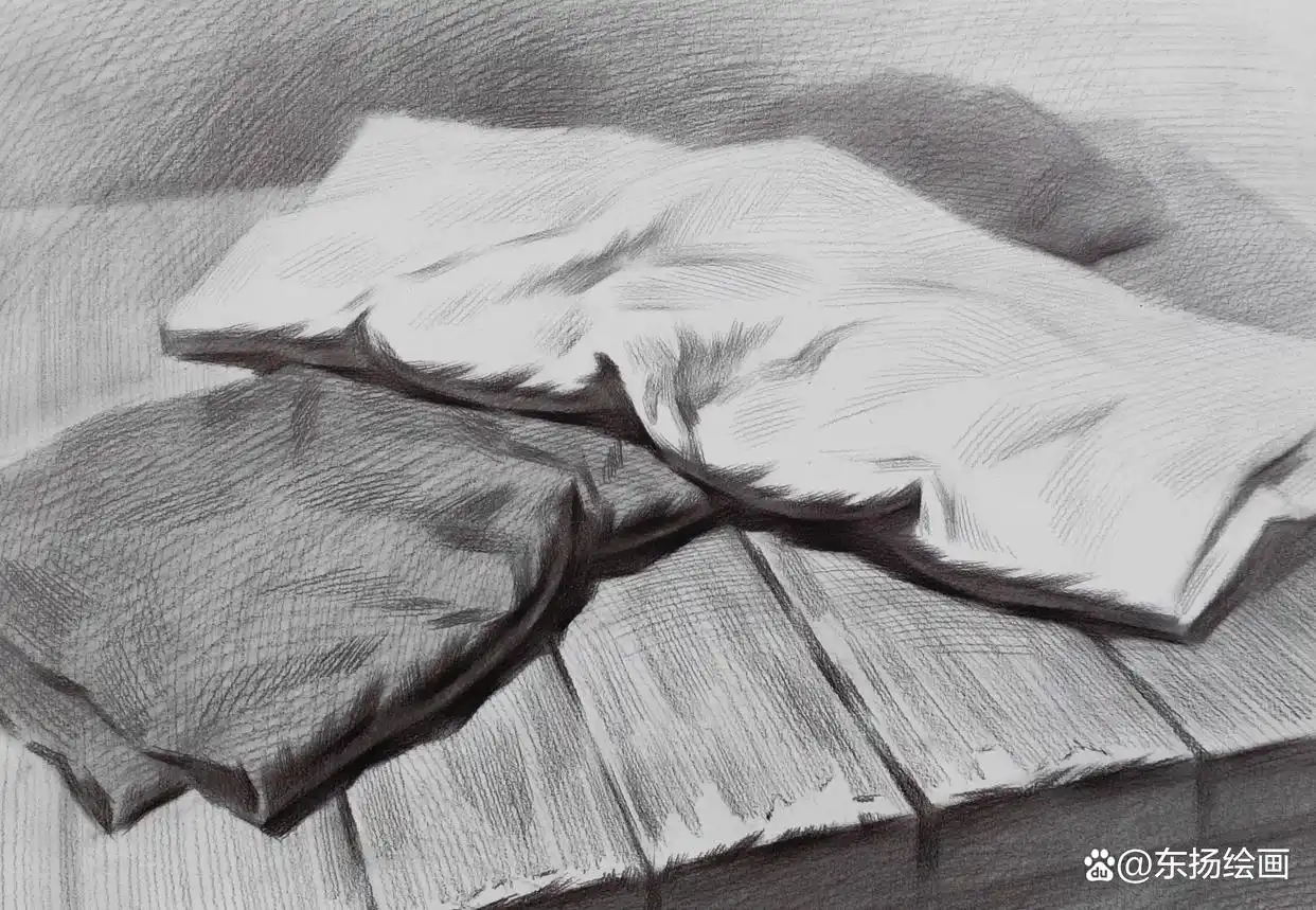 素描衬布图片_衬布褶皱绘制技巧_素描衬布画法步骤
