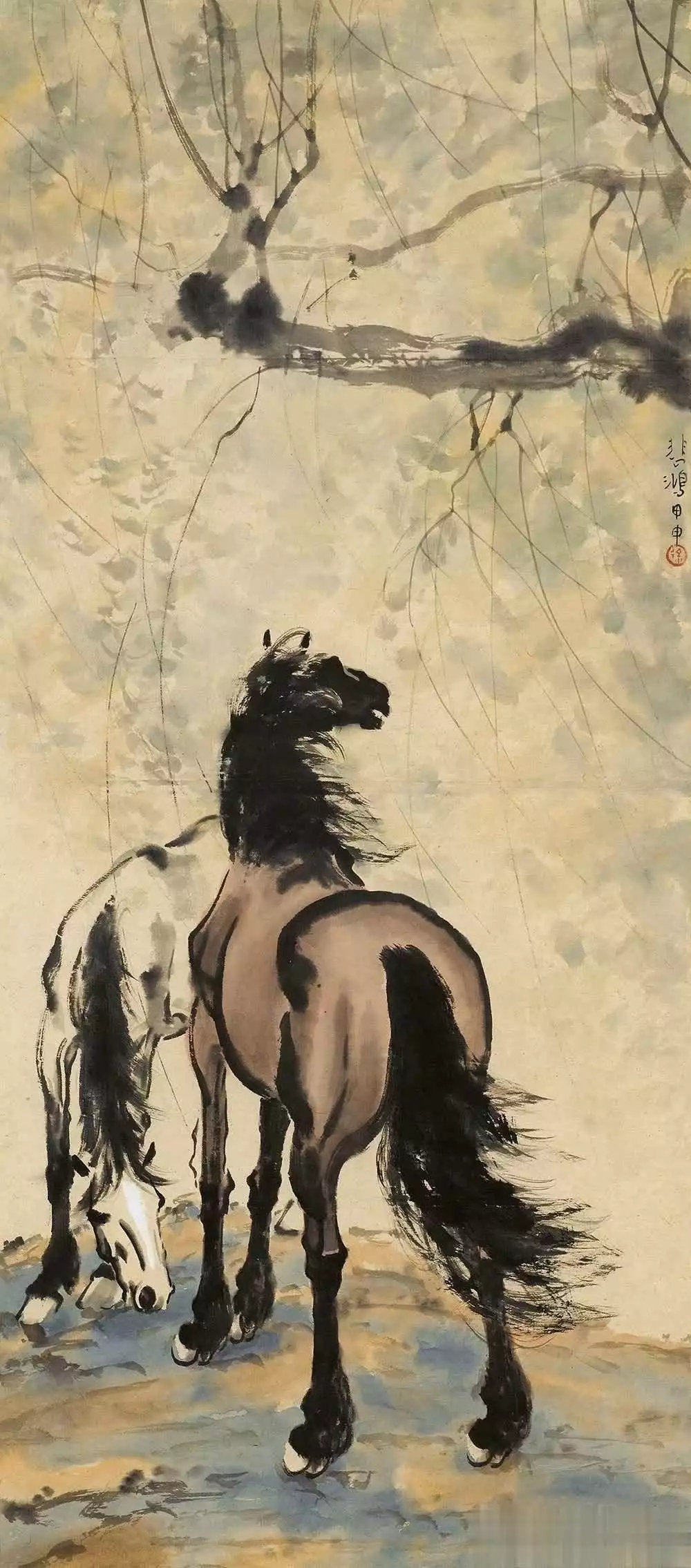 徐悲鸿画的马_徐悲鸿马的艺术特点_徐悲鸿画马的技法与精神