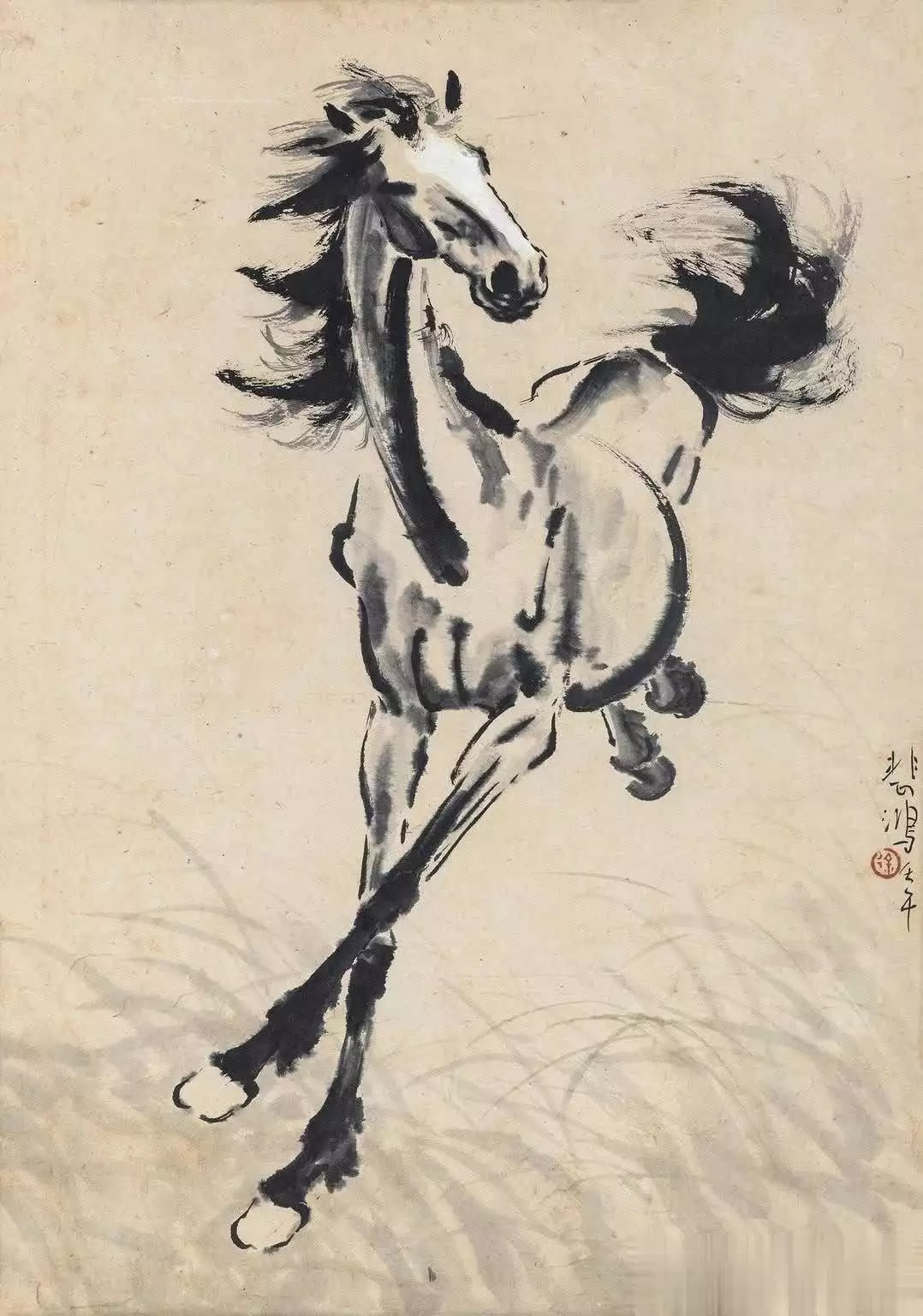 徐悲鸿画的马_徐悲鸿马的艺术特点_徐悲鸿画马的技法与精神