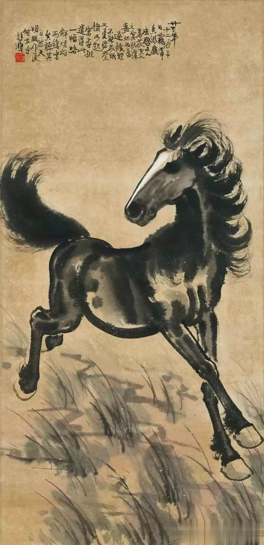 徐悲鸿马的艺术特点_徐悲鸿画马的技法与精神_徐悲鸿画的马