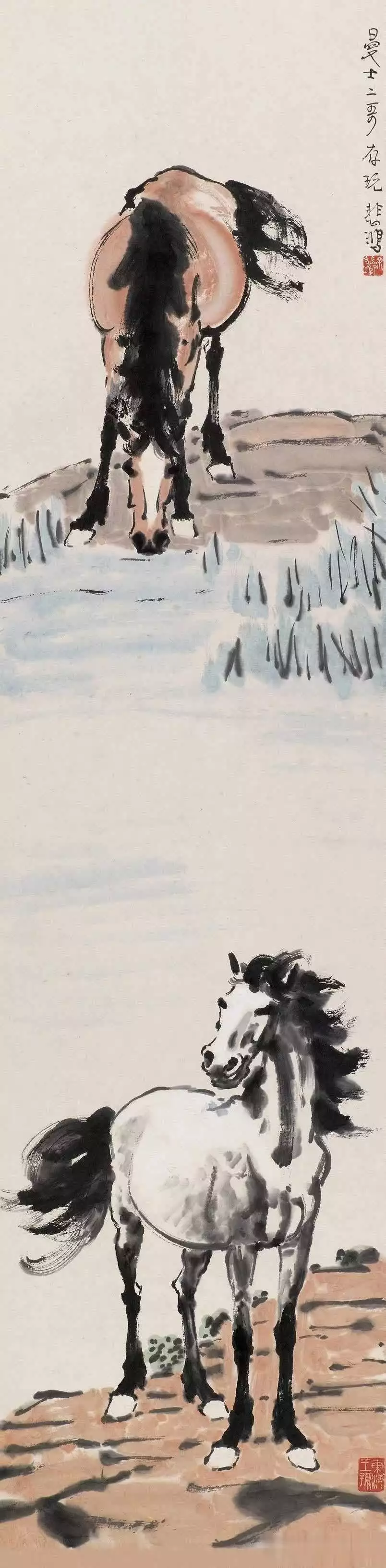 徐悲鸿画马的技法与精神_徐悲鸿马的艺术特点_徐悲鸿画的马