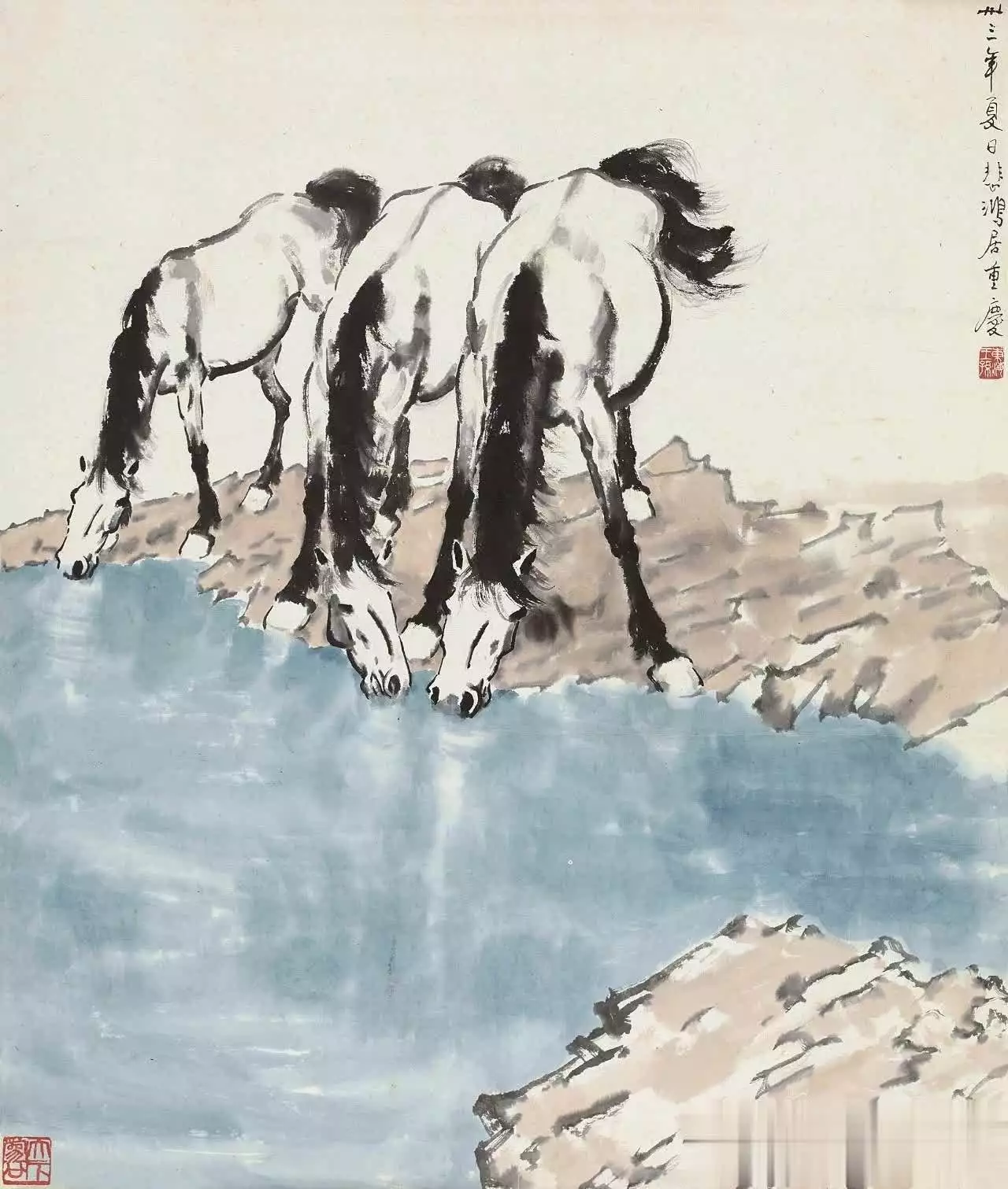 徐悲鸿画马的技法与精神_徐悲鸿马的艺术特点_徐悲鸿画的马