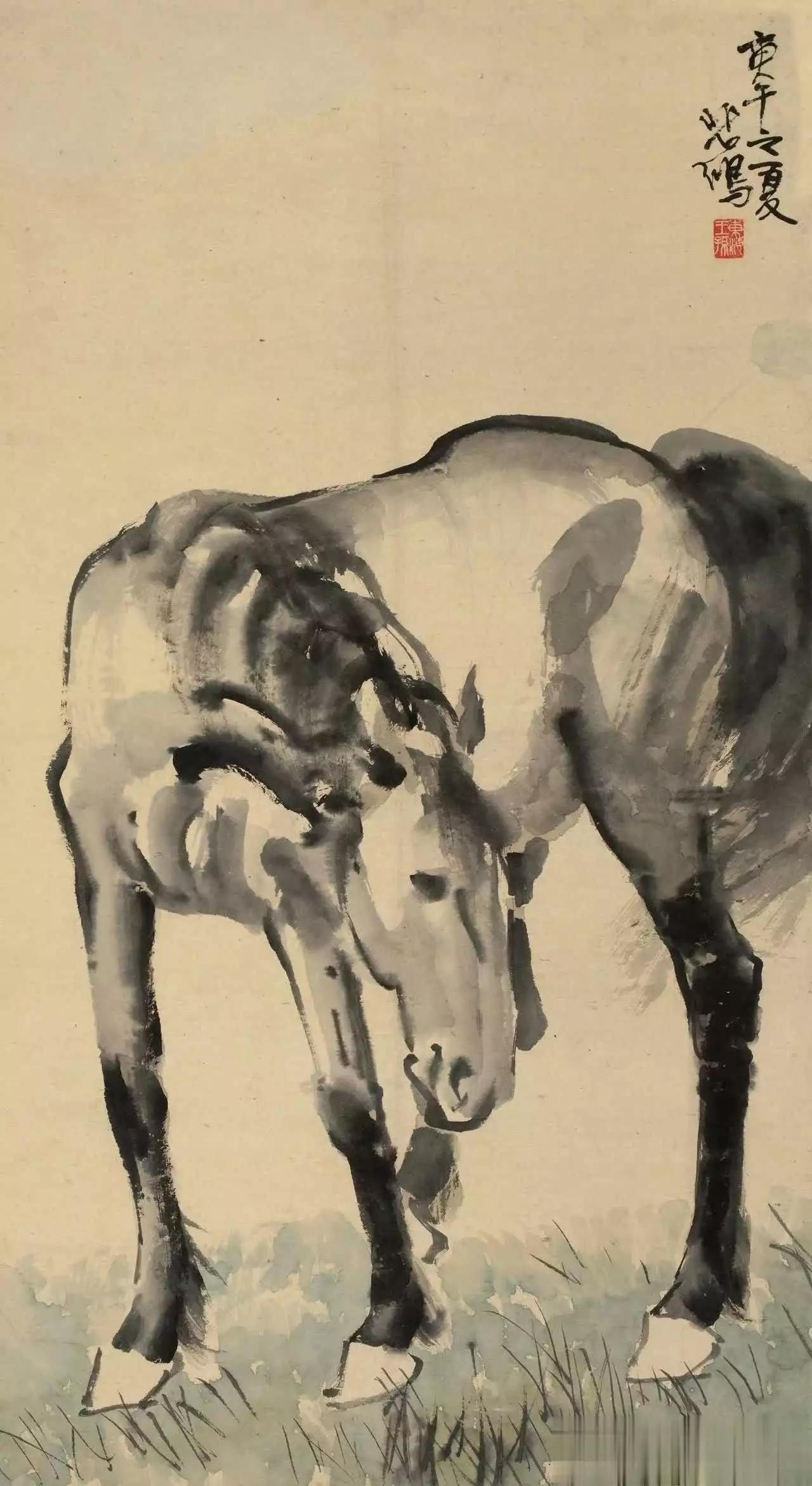 徐悲鸿马的艺术特点_徐悲鸿画马的技法与精神_徐悲鸿画的马