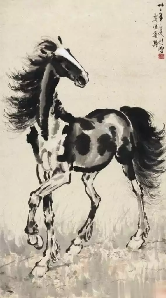 徐悲鸿马的艺术特点_徐悲鸿画马的技法与精神_徐悲鸿画的马