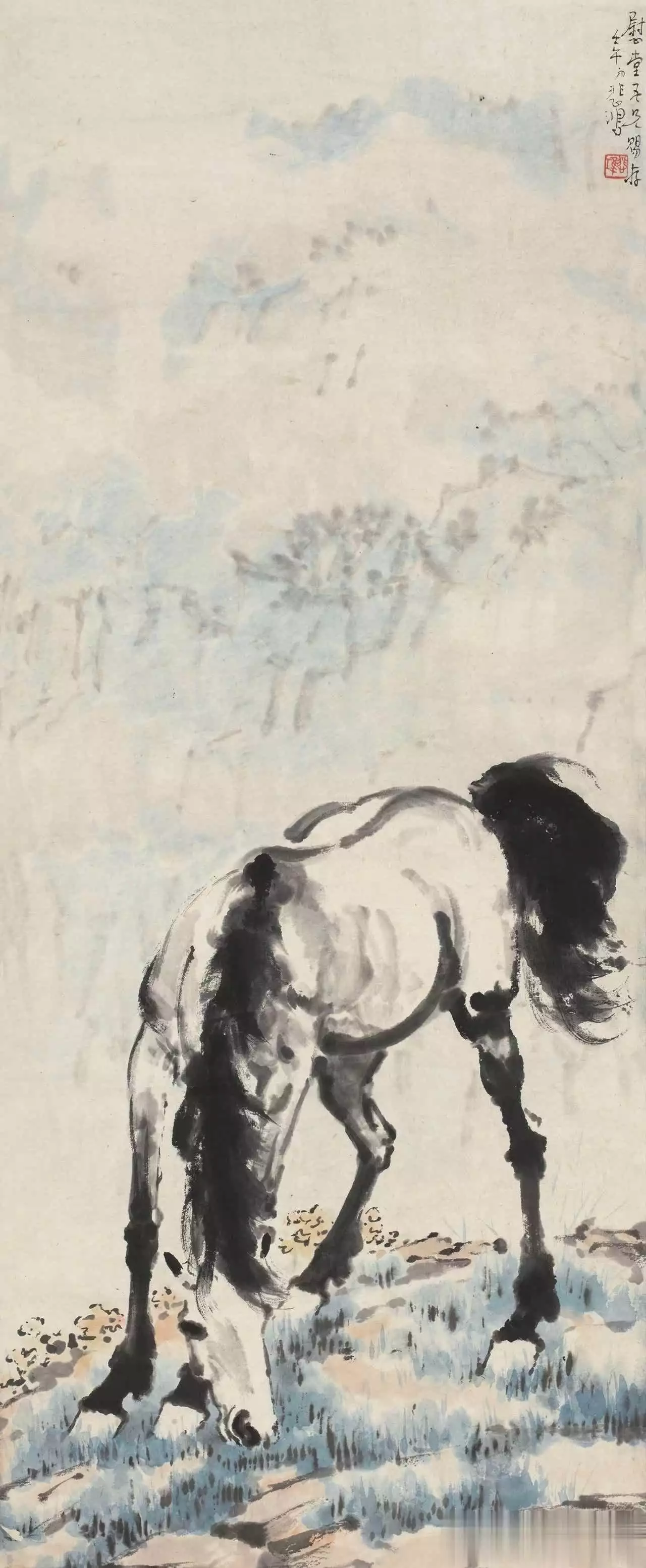 徐悲鸿画马的技法与精神_徐悲鸿马的艺术特点_徐悲鸿画的马