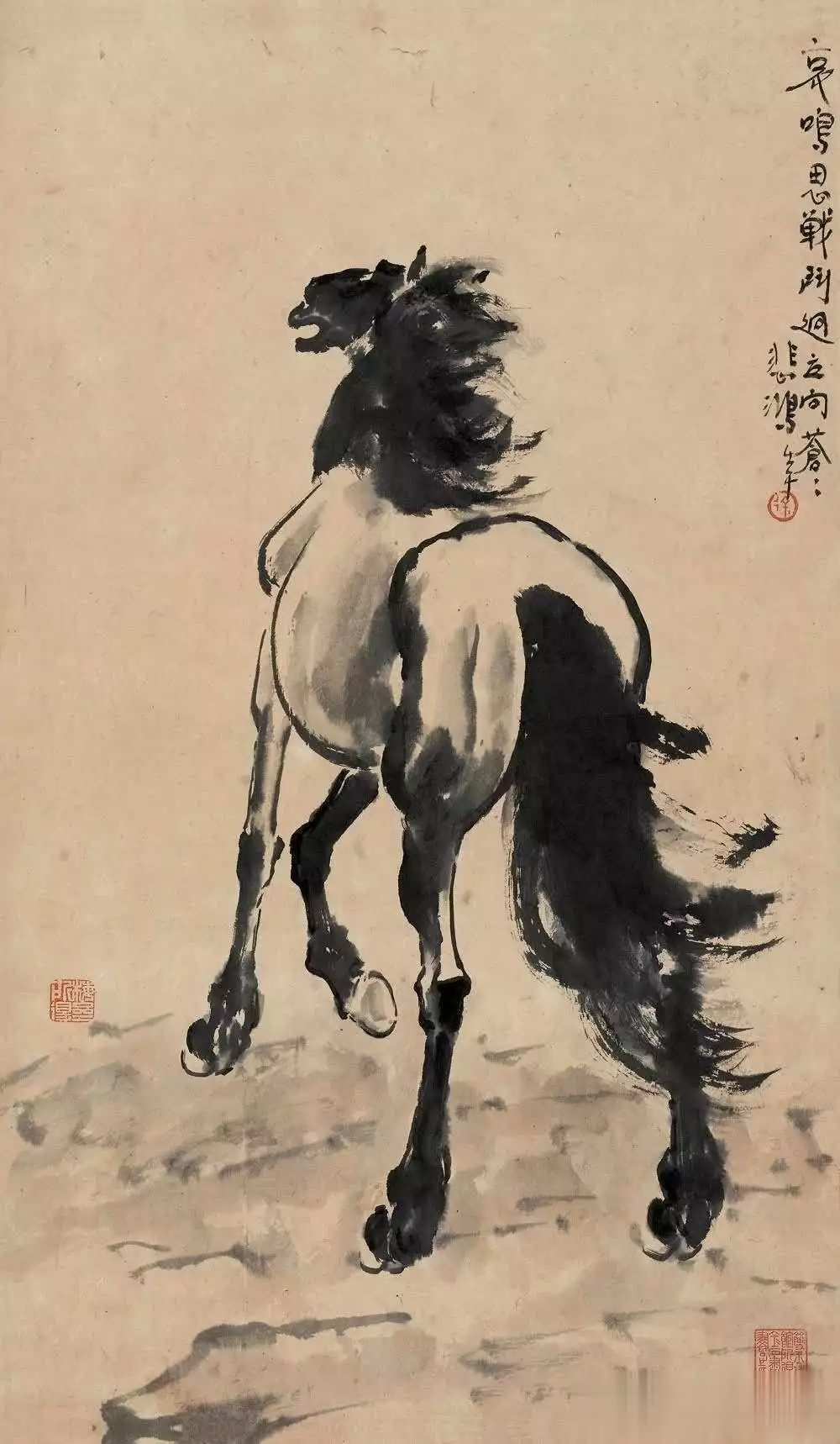 徐悲鸿画马的技法与精神_徐悲鸿马的艺术特点_徐悲鸿画的马