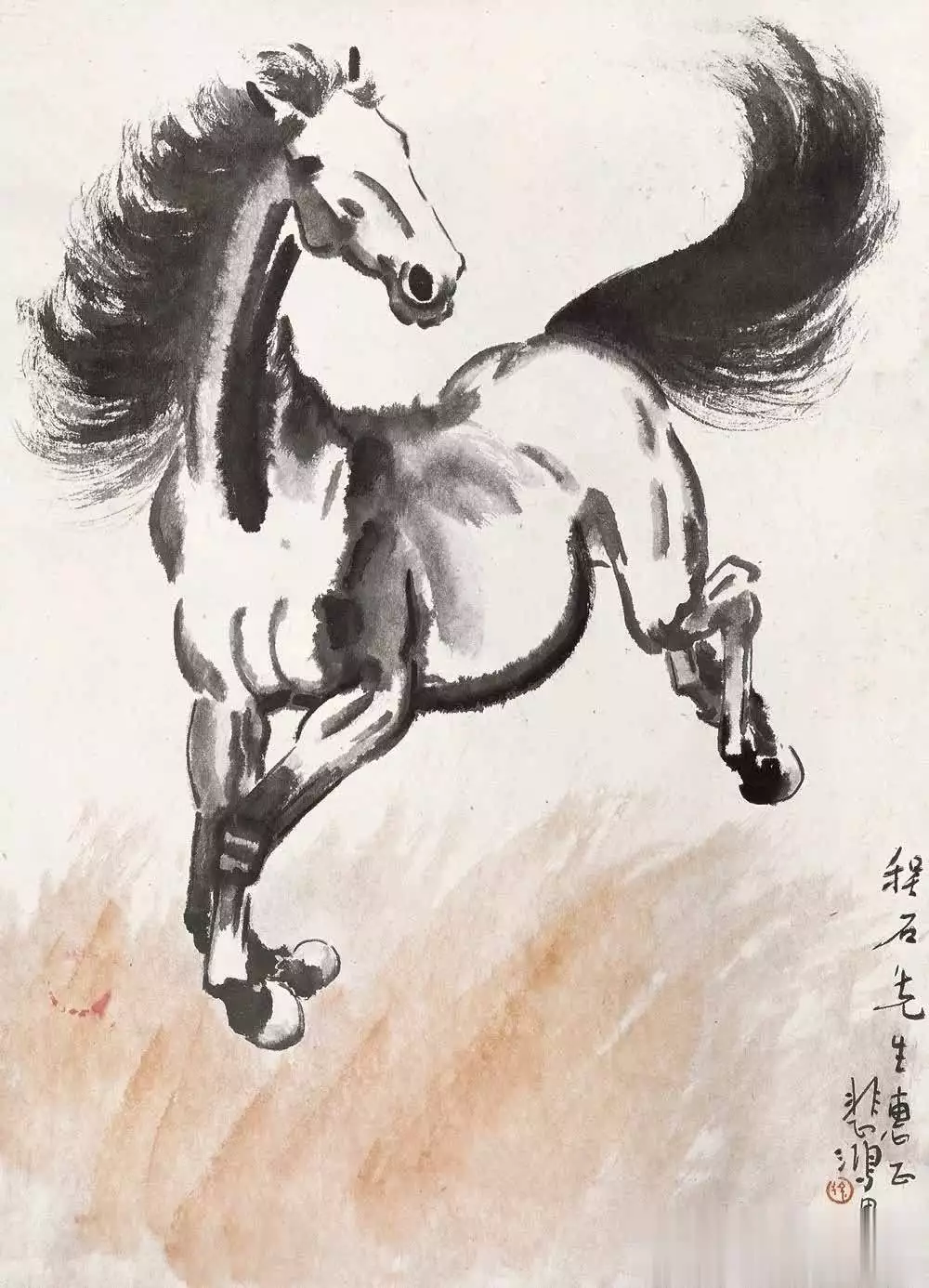 徐悲鸿马的艺术特点_徐悲鸿画马的技法与精神_徐悲鸿画的马