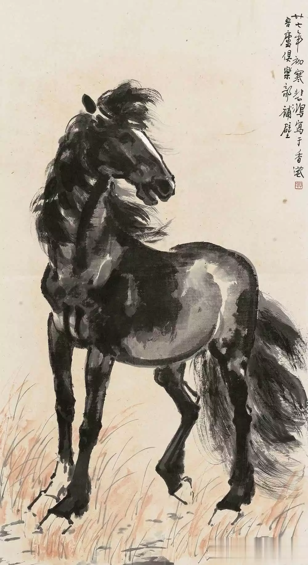 徐悲鸿画的马_徐悲鸿马的艺术特点_徐悲鸿画马的技法与精神