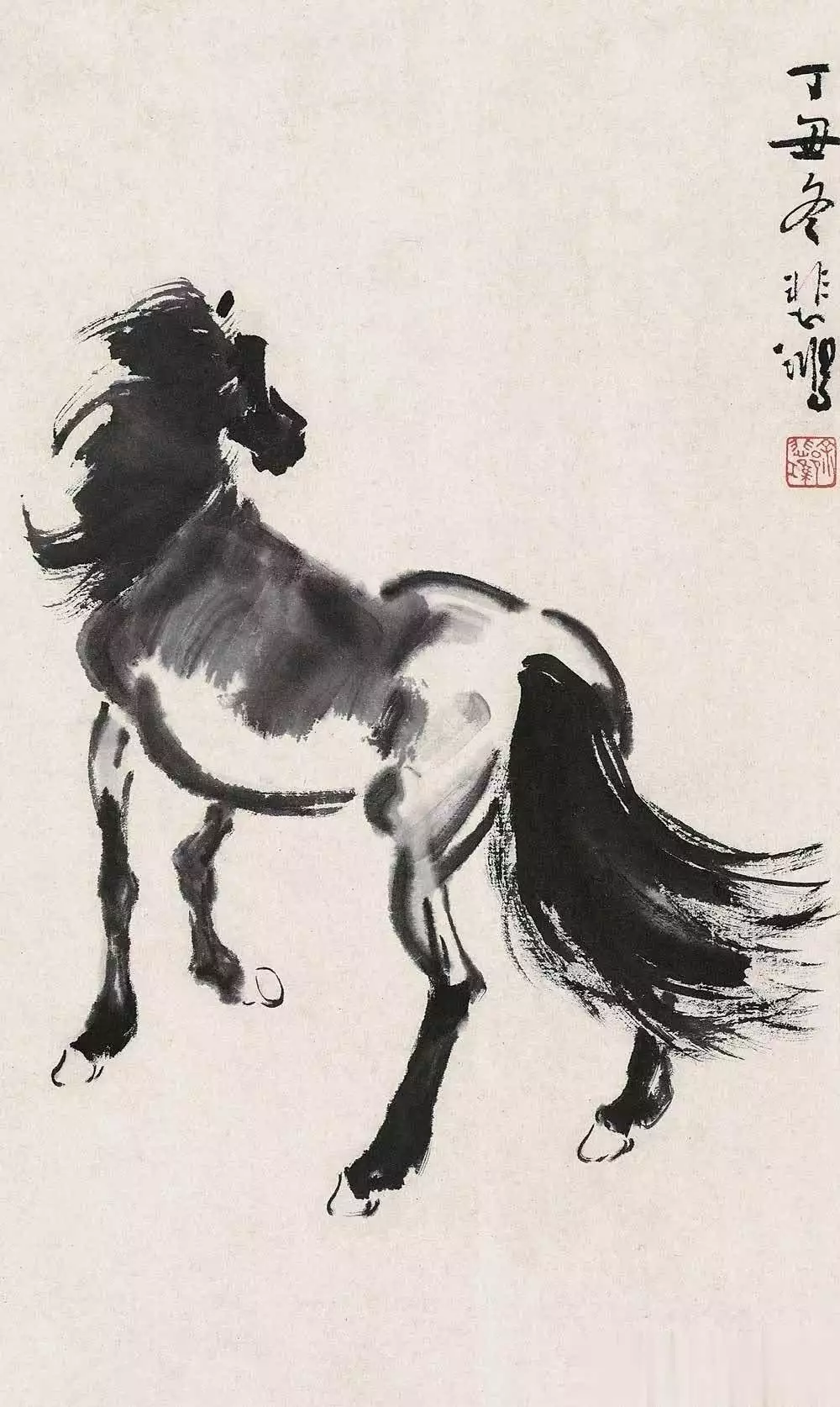 徐悲鸿马的艺术特点_徐悲鸿画马的技法与精神_徐悲鸿画的马