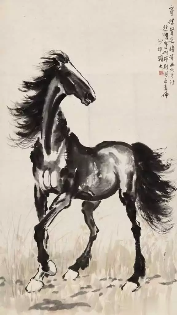 徐悲鸿马的艺术特点_徐悲鸿画马的技法与精神_徐悲鸿画的马