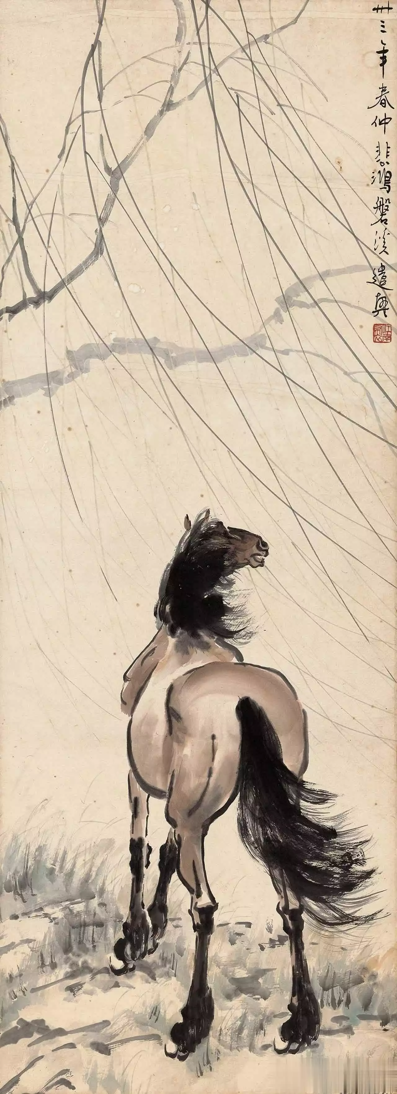 徐悲鸿画马的技法与精神_徐悲鸿马的艺术特点_徐悲鸿画的马