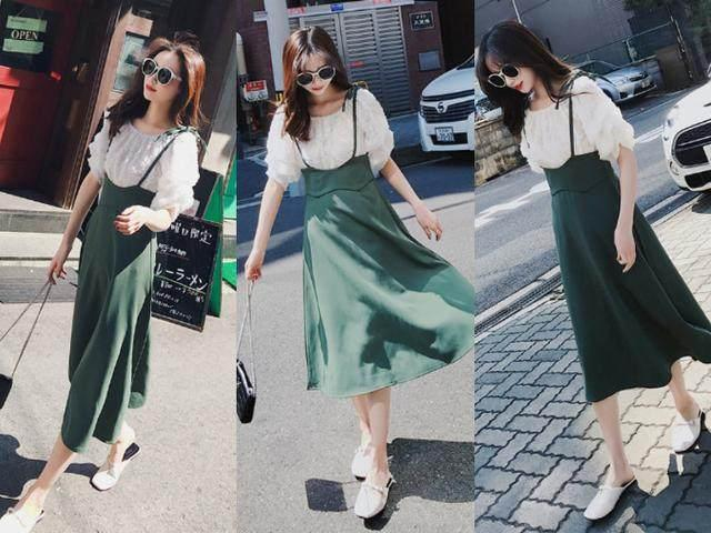 搭配格子连衣裙的奶奶鞋_奶奶鞋搭配中长款连衣裙_时尚长款连衣裙