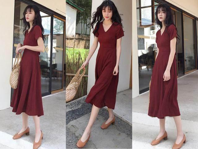 搭配格子连衣裙的奶奶鞋_奶奶鞋搭配中长款连衣裙_时尚长款连衣裙