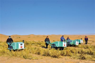 阿拉善盟三北工程六期防沙治沙项目_内蒙古三大沙漠锁边林草带合龙战_内蒙古沙漠化