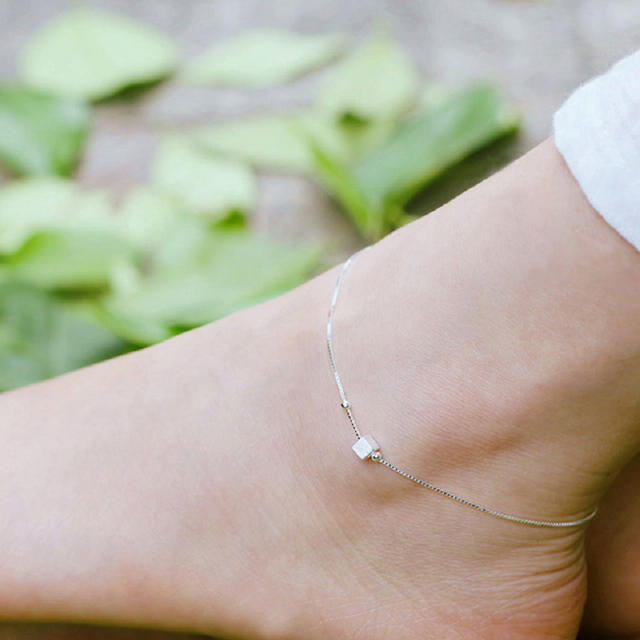 韩国流行笑脸图案脚链_小清新几何方块脚链_脚链图片