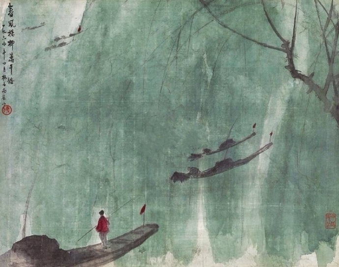 傅抱石翠柳赏析_傅抱石书法_傅抱石山水画