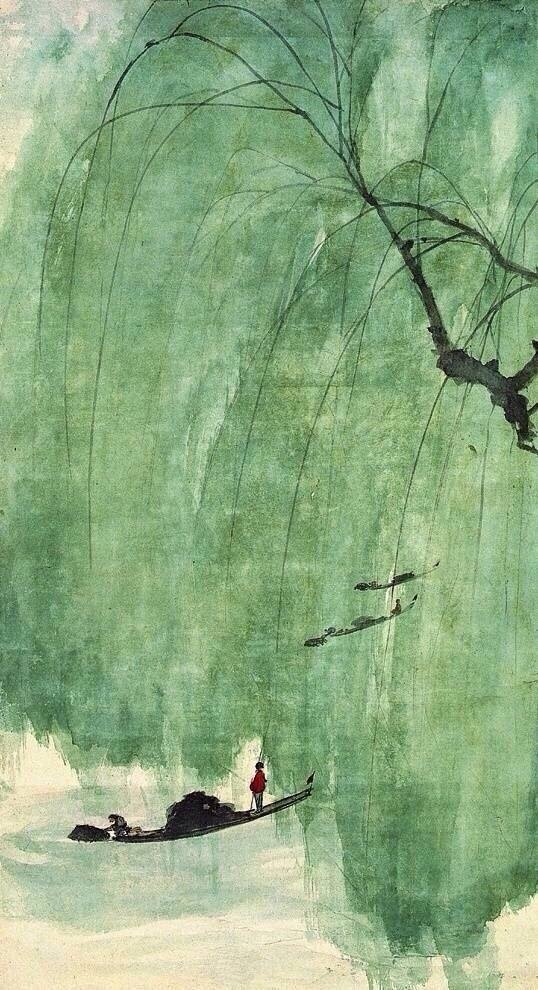 傅抱石山水画_傅抱石书法_傅抱石翠柳赏析