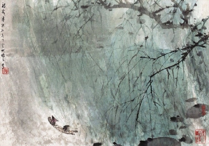 傅抱石书法_傅抱石翠柳赏析_傅抱石山水画