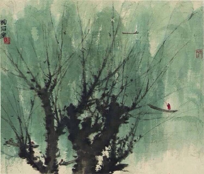 傅抱石翠柳赏析_傅抱石山水画_傅抱石书法