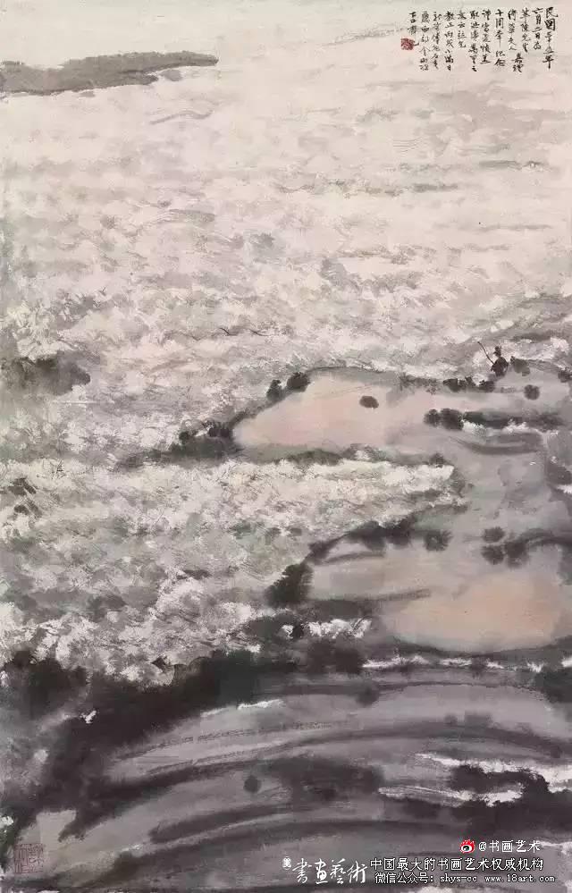 傅抱石绘画作品欣赏 傅抱石 长生 瑞麟 抱石斋主人 《观瀑图》 《待细把江山图画》 《屈原》 《江山如此多娇》 新金陵画派 第11张