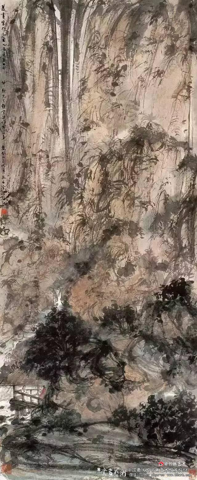 傅抱石绘画作品欣赏 傅抱石 长生 瑞麟 抱石斋主人 《观瀑图》 《待细把江山图画》 《屈原》 《江山如此多娇》 新金陵画派 第15张