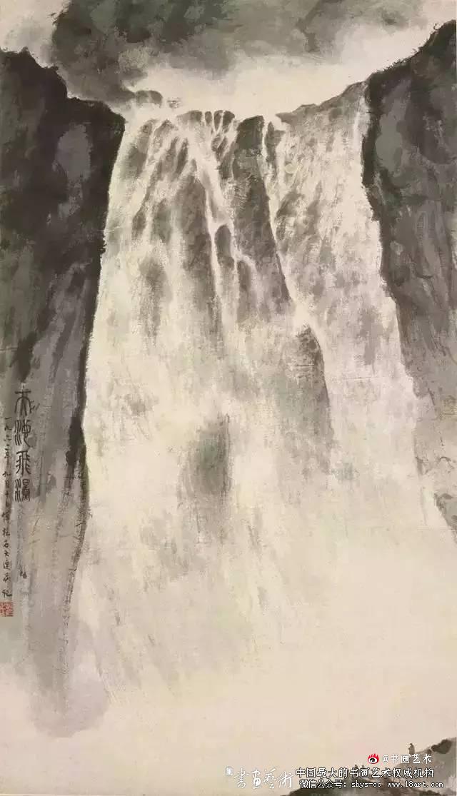 傅抱石绘画作品欣赏 傅抱石 长生 瑞麟 抱石斋主人 《观瀑图》 《待细把江山图画》 《屈原》 《江山如此多娇》 新金陵画派 第20张