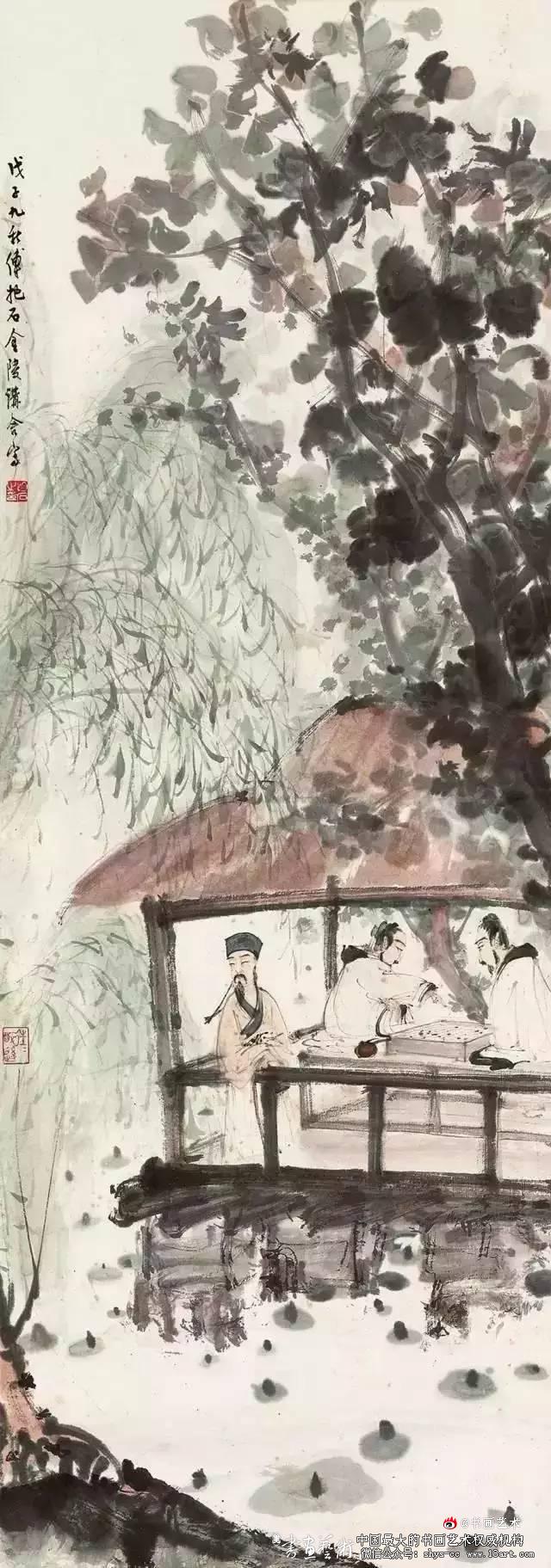 傅抱石绘画作品欣赏 傅抱石 长生 瑞麟 抱石斋主人 《观瀑图》 《待细把江山图画》 《屈原》 《江山如此多娇》 新金陵画派 第26张