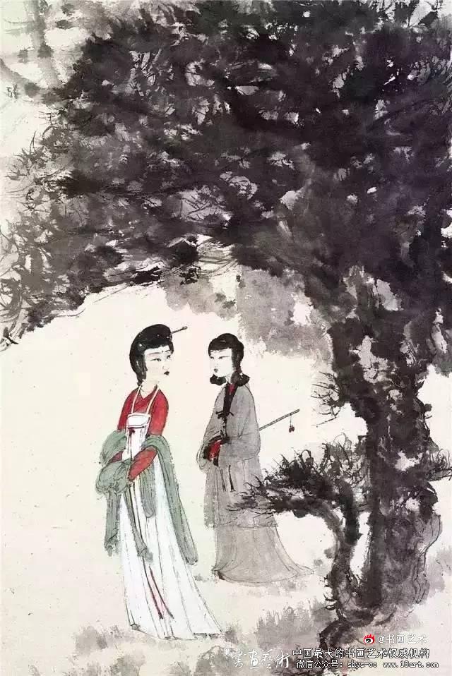 傅抱石绘画作品欣赏 傅抱石 长生 瑞麟 抱石斋主人 《观瀑图》 《待细把江山图画》 《屈原》 《江山如此多娇》 新金陵画派 第15张