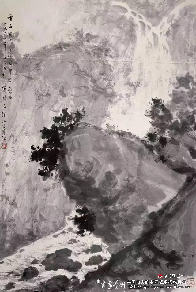 傅抱石绘画作品欣赏 傅抱石 长生 瑞麟 抱石斋主人 《观瀑图》 《待细把江山图画》 《屈原》 《江山如此多娇》 新金陵画派 第7张