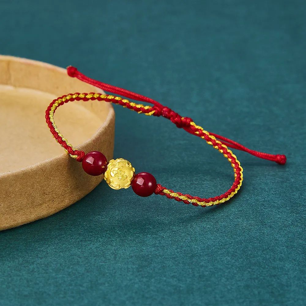 珠宝编绳手链 本命年红绳转运珠 金刚结凤尾结吉祥结万字结团锦结平结_手链打结方法 教法