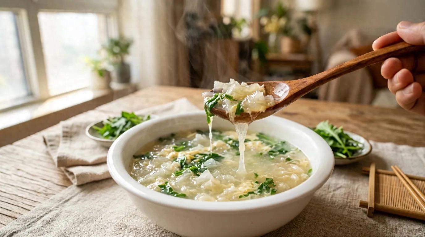 荠菜鲜银耳土鸡蛋清汤羹做法_春天女性喝什么汤好_春季养肝润燥汤羹推荐