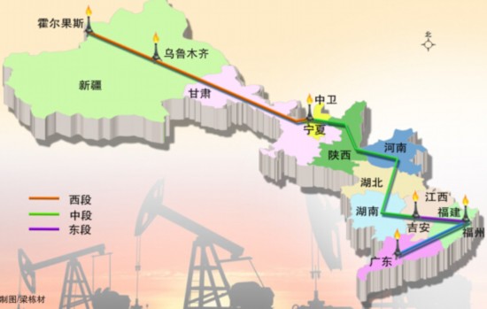 西气东输三线西段全线贯通 西起新疆霍尔果斯，东至福建福州