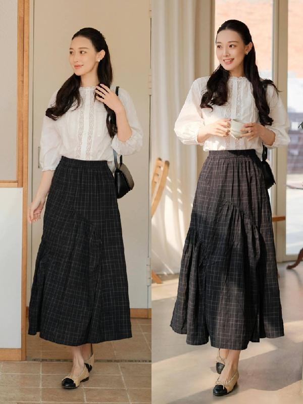 半裙穿搭_梨形身材伞裙搭配_灰色连衣裙搭配