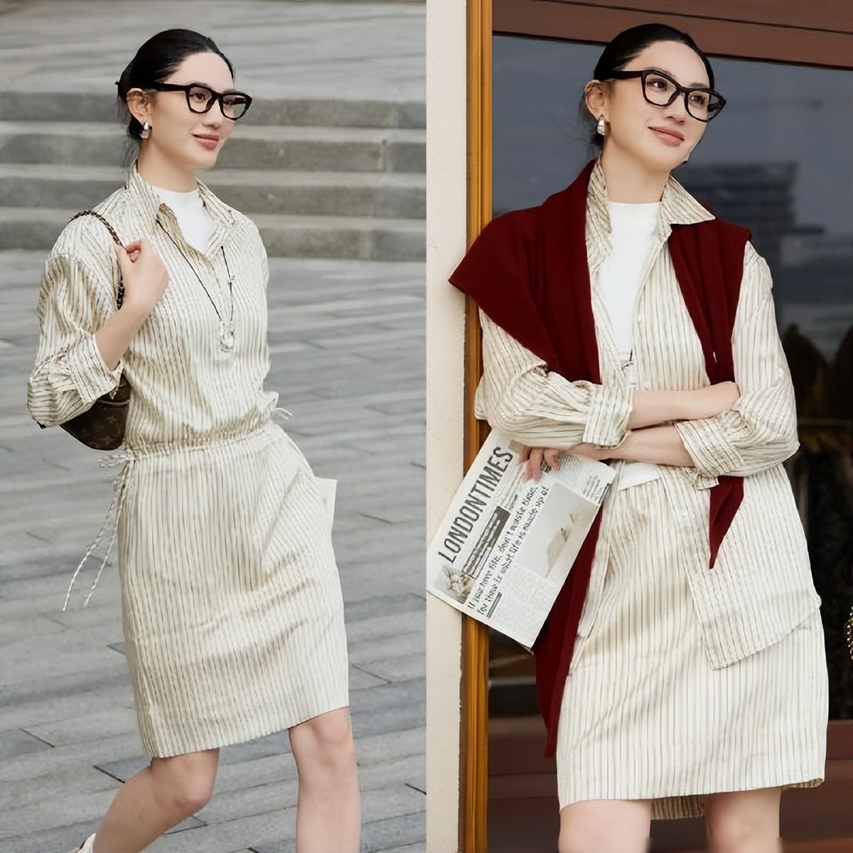 半裙穿搭_梨形身材伞裙搭配_灰色连衣裙搭配