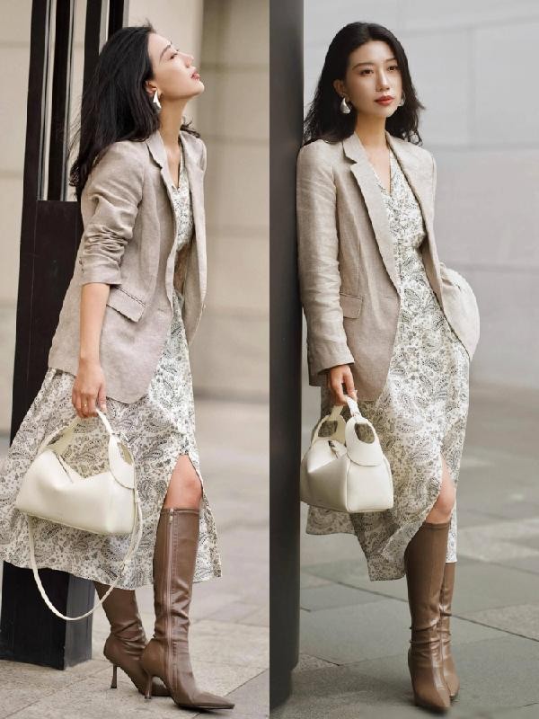 梨形身材伞裙搭配_半裙穿搭_灰色连衣裙搭配
