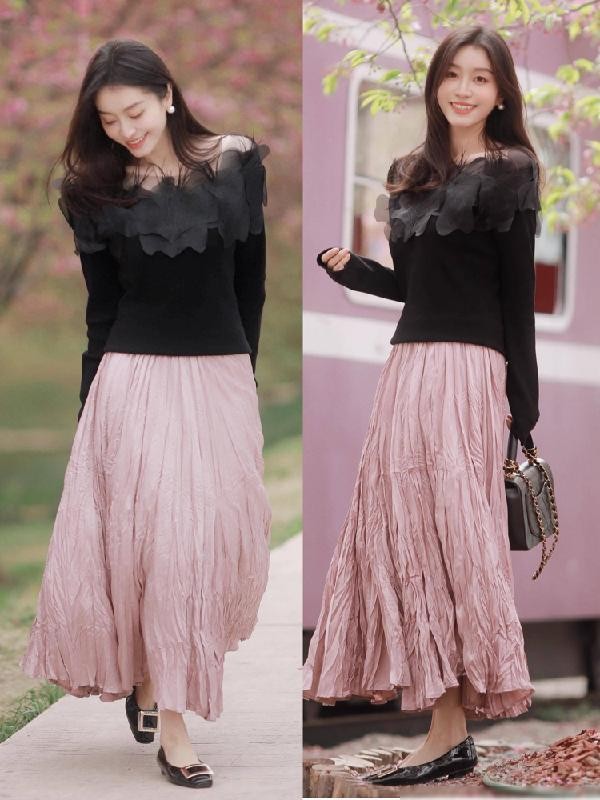 梨形身材伞裙搭配_灰色连衣裙搭配_半裙穿搭