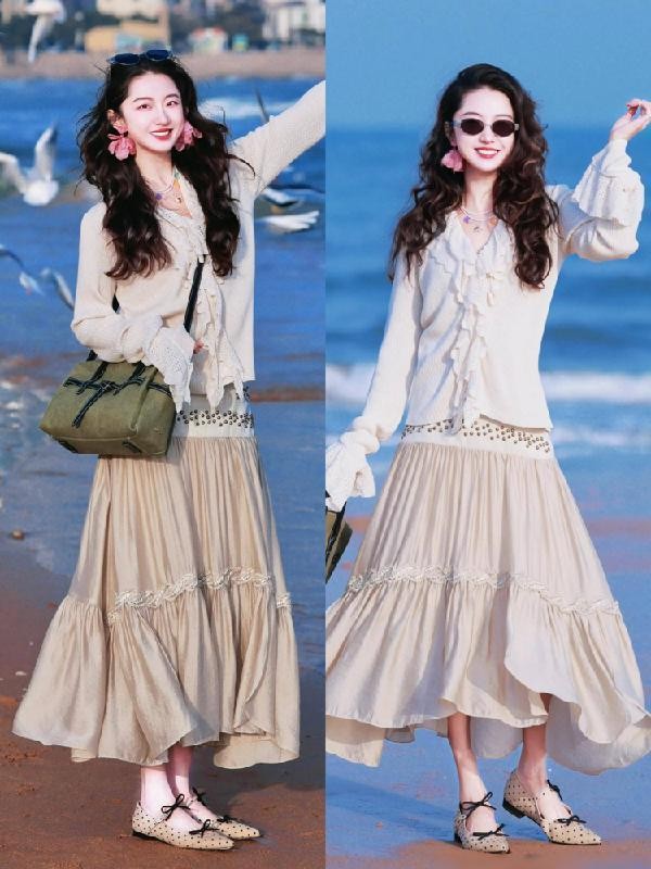 灰色连衣裙搭配_半裙穿搭_梨形身材伞裙搭配