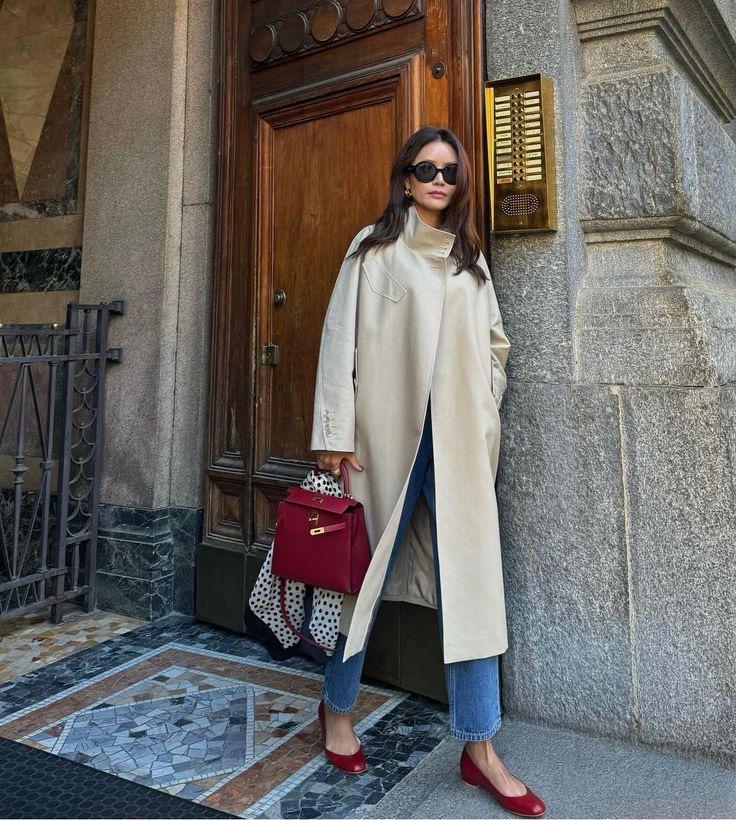 春天穿红色_冬季红色大衣搭配图片_红色针织衫搭配