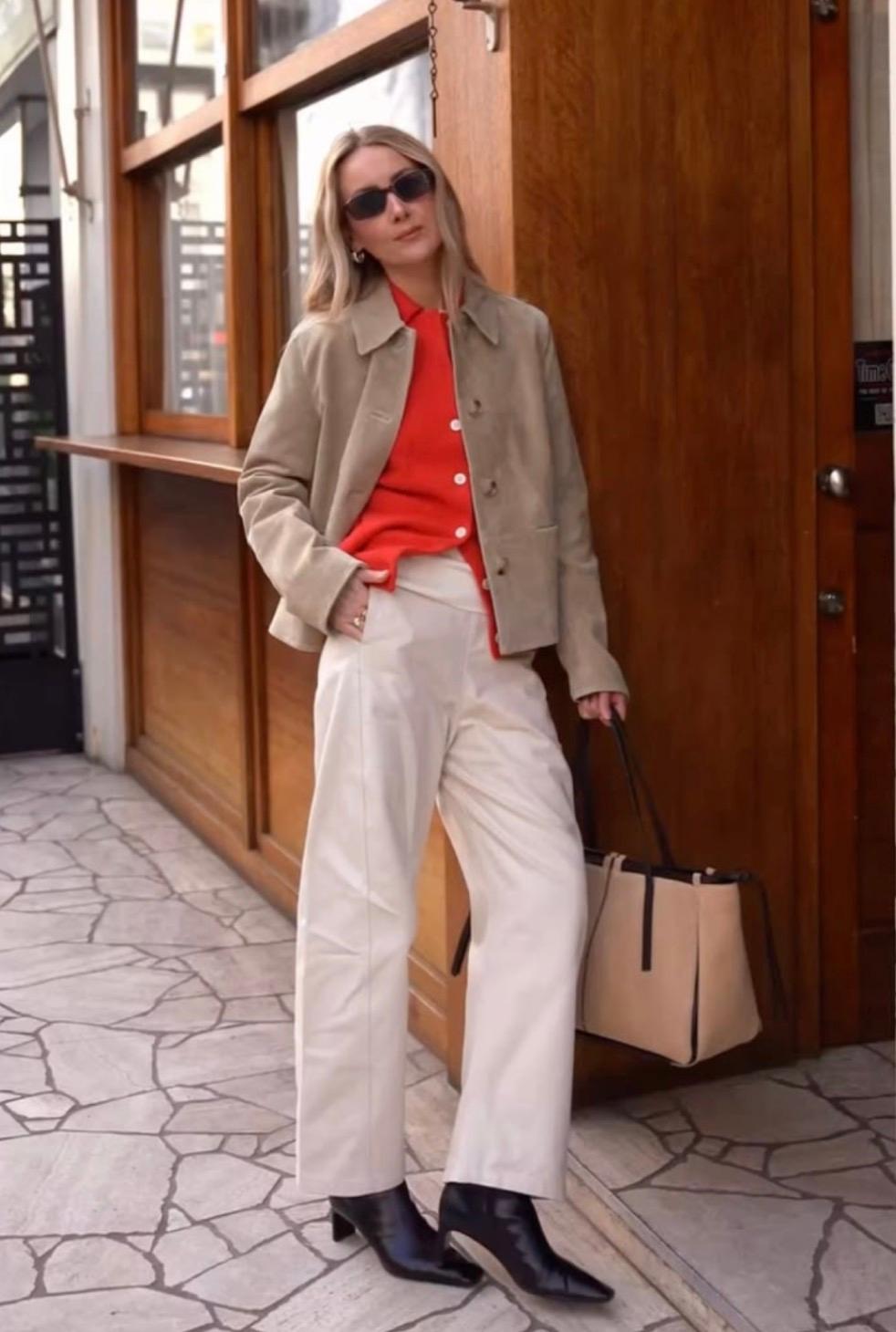 春天穿红色_冬季红色大衣搭配图片_红色针织衫搭配